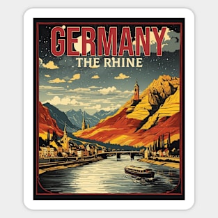 The Rhine Germany Starry Night Tourism Vintage Retro Sticker